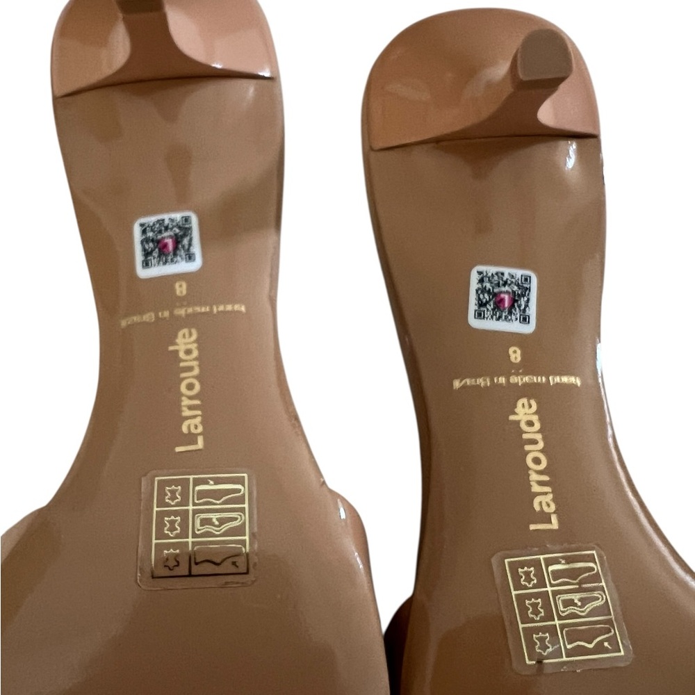 Larroude Glossy Tan Slide Sandals - Picture 4 of 5